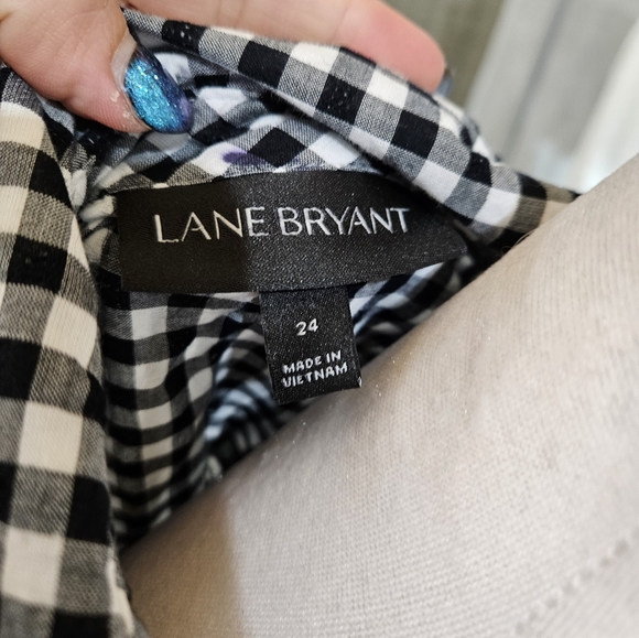 NWOT Lane Bryant Black Checkered Woman's Long Sleeve Top Size 24 - Picture 5 of 5